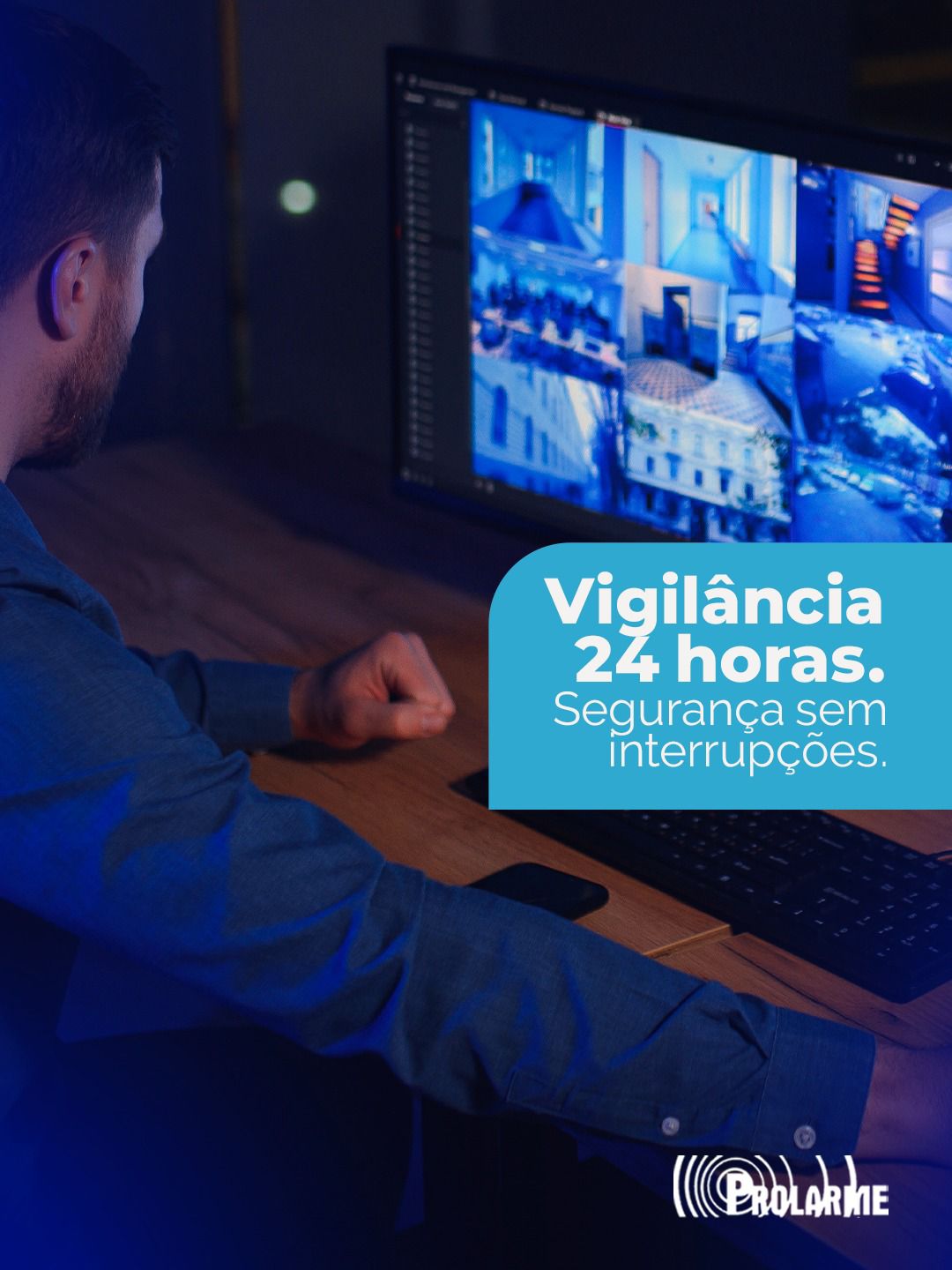 Imagem de Vigilância 24h. Segurança sem interrupções.